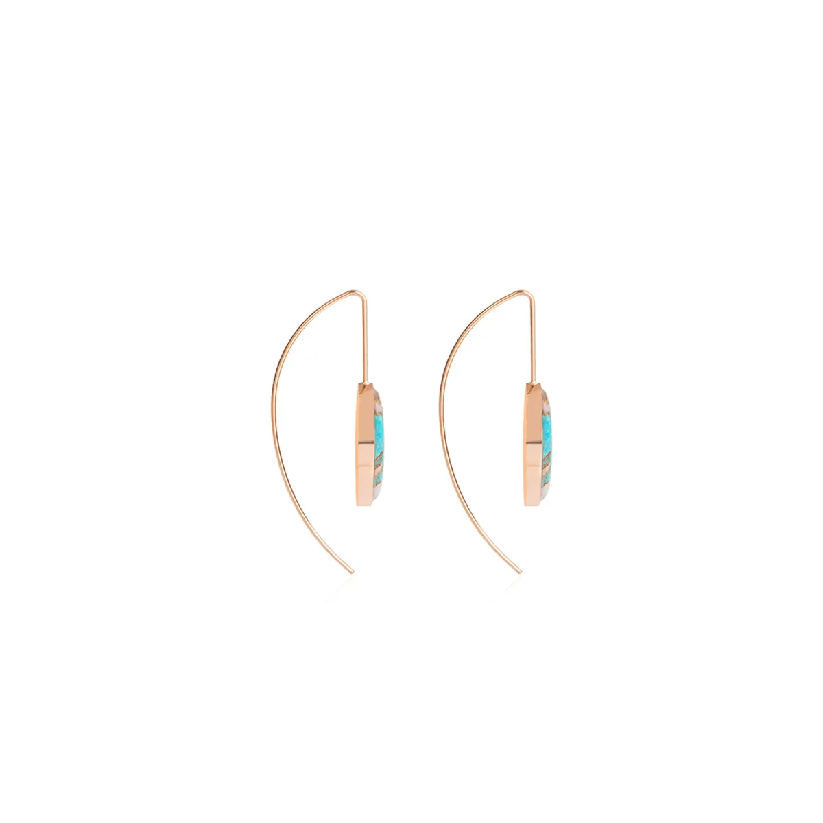Opal Turquoise Copper Stone Earrings (Curved)