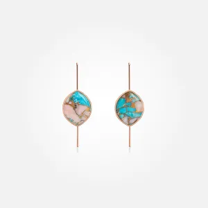 Opal Turquoise Copper Stone Earrings (Curved)
