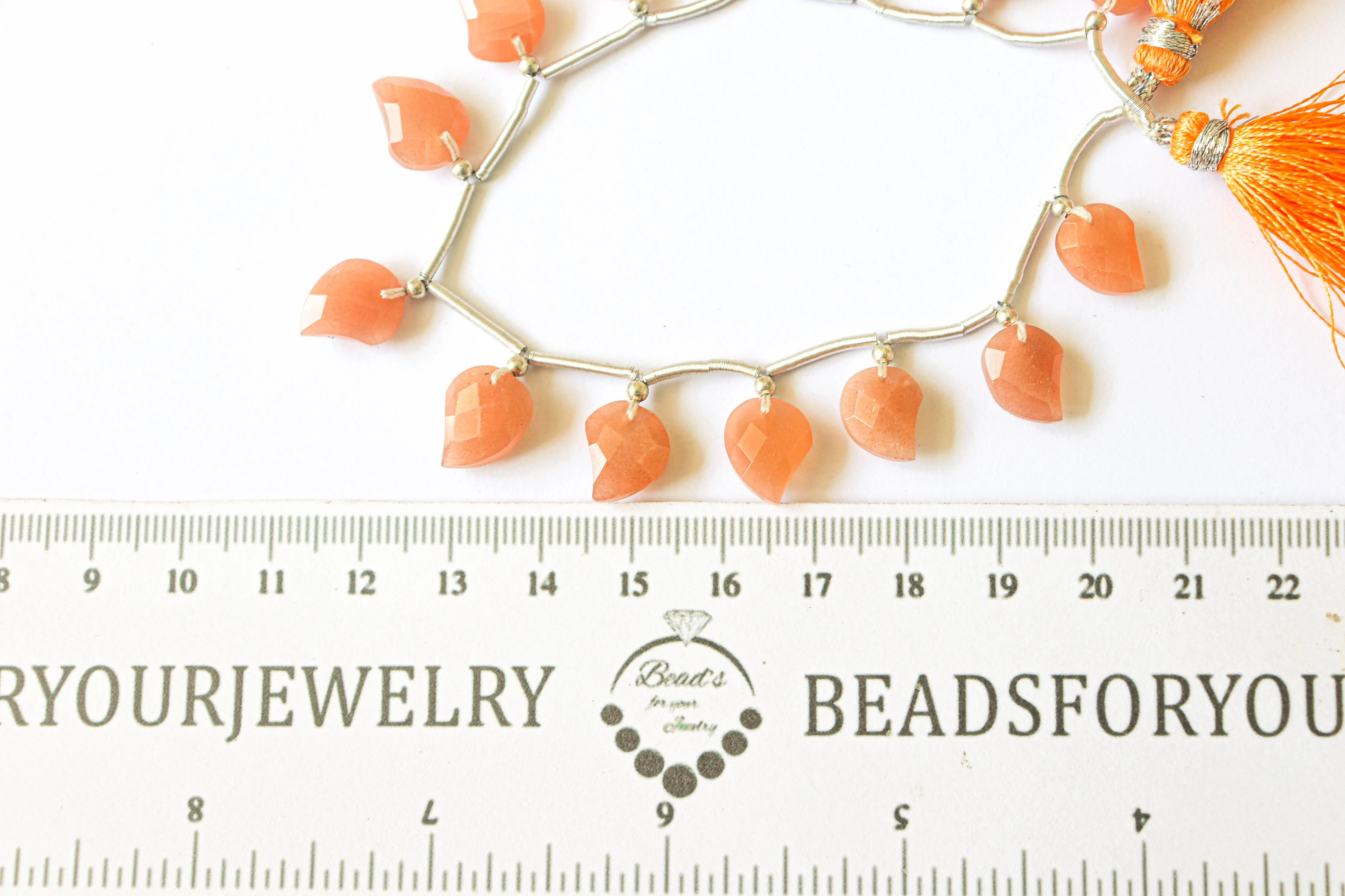 Peach Moonstone Mango Shape Faceted Beads