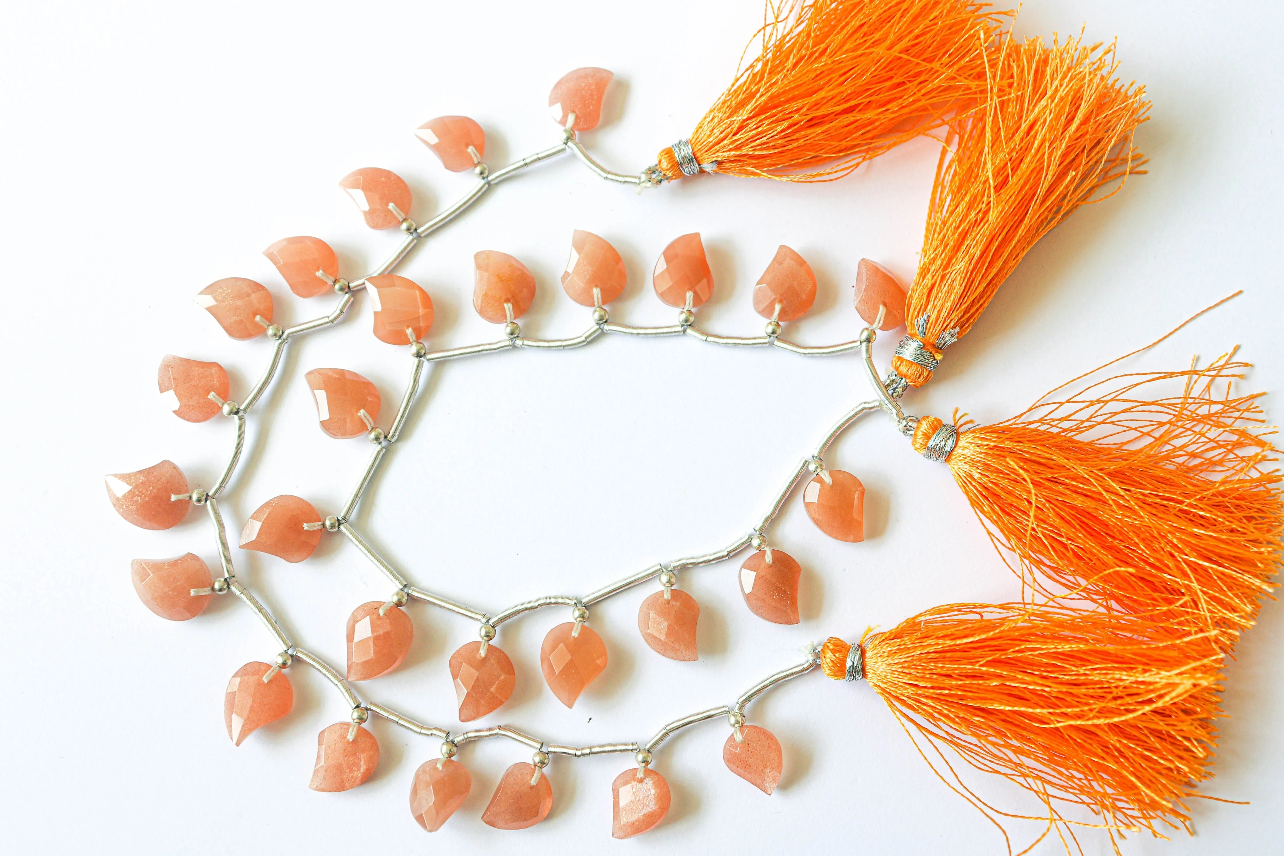 Peach Moonstone Mango Shape Faceted Beads