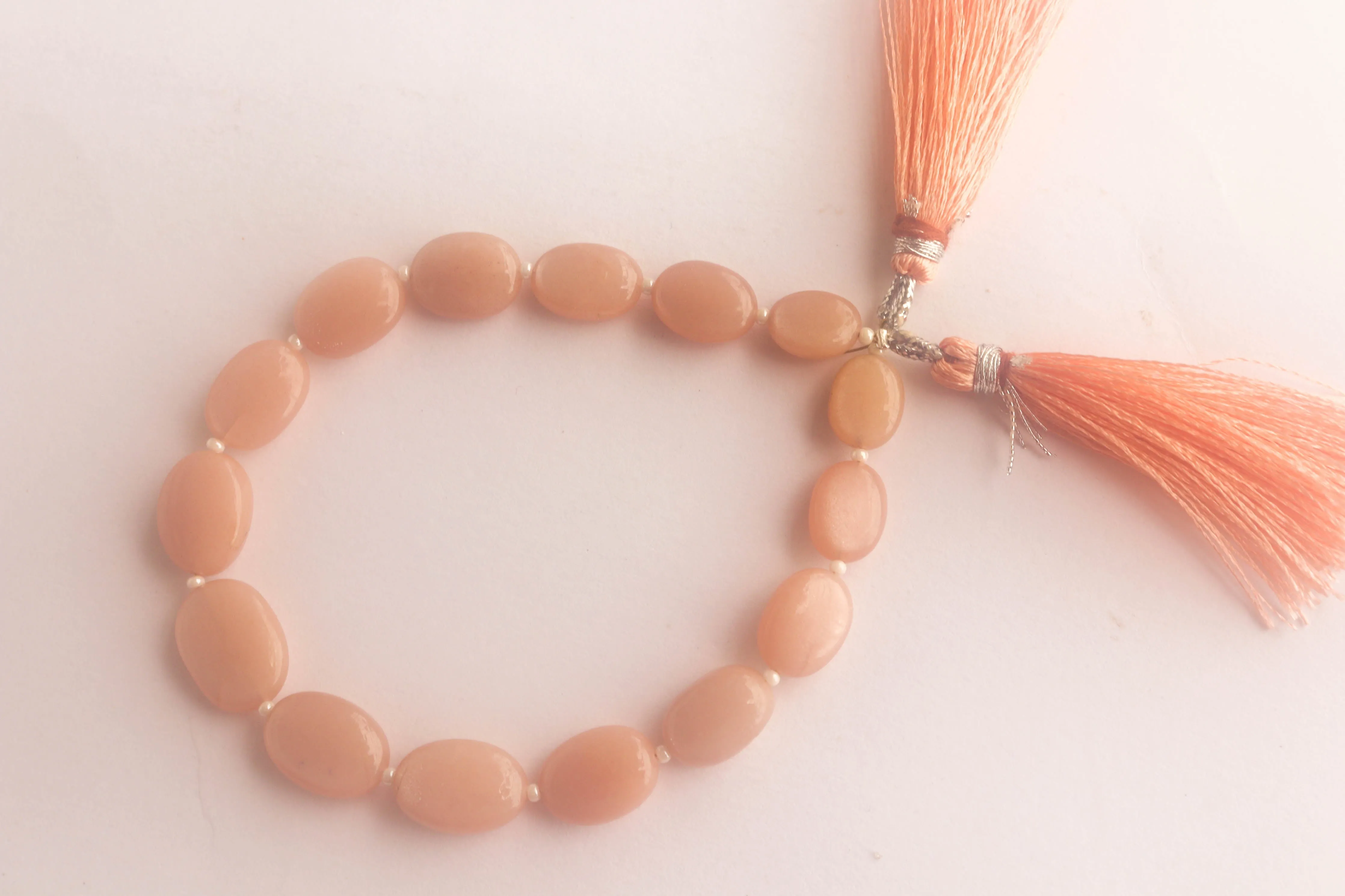 Peach Moonstone Oval Shape Beads