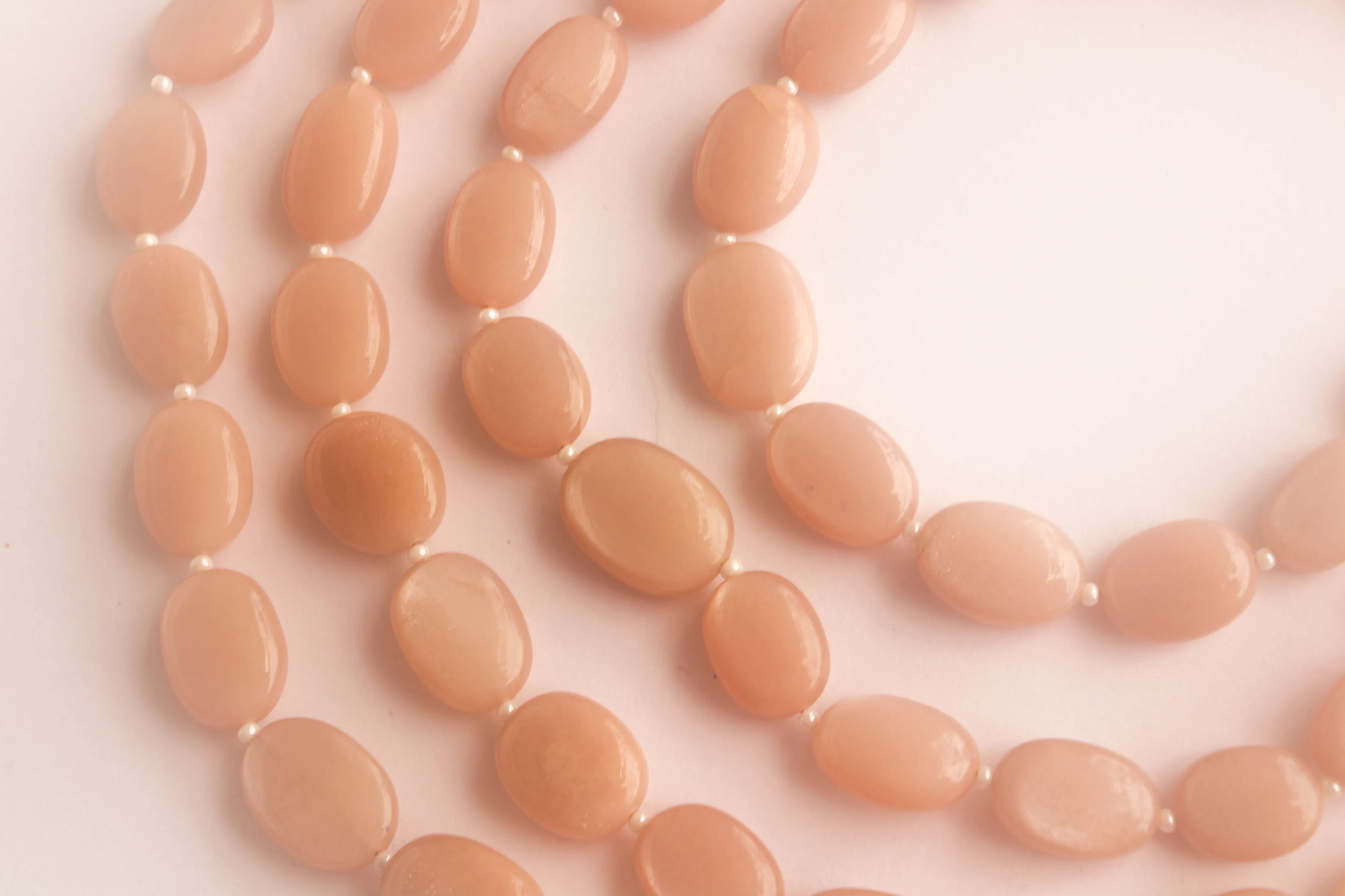 Peach Moonstone Oval Shape Beads