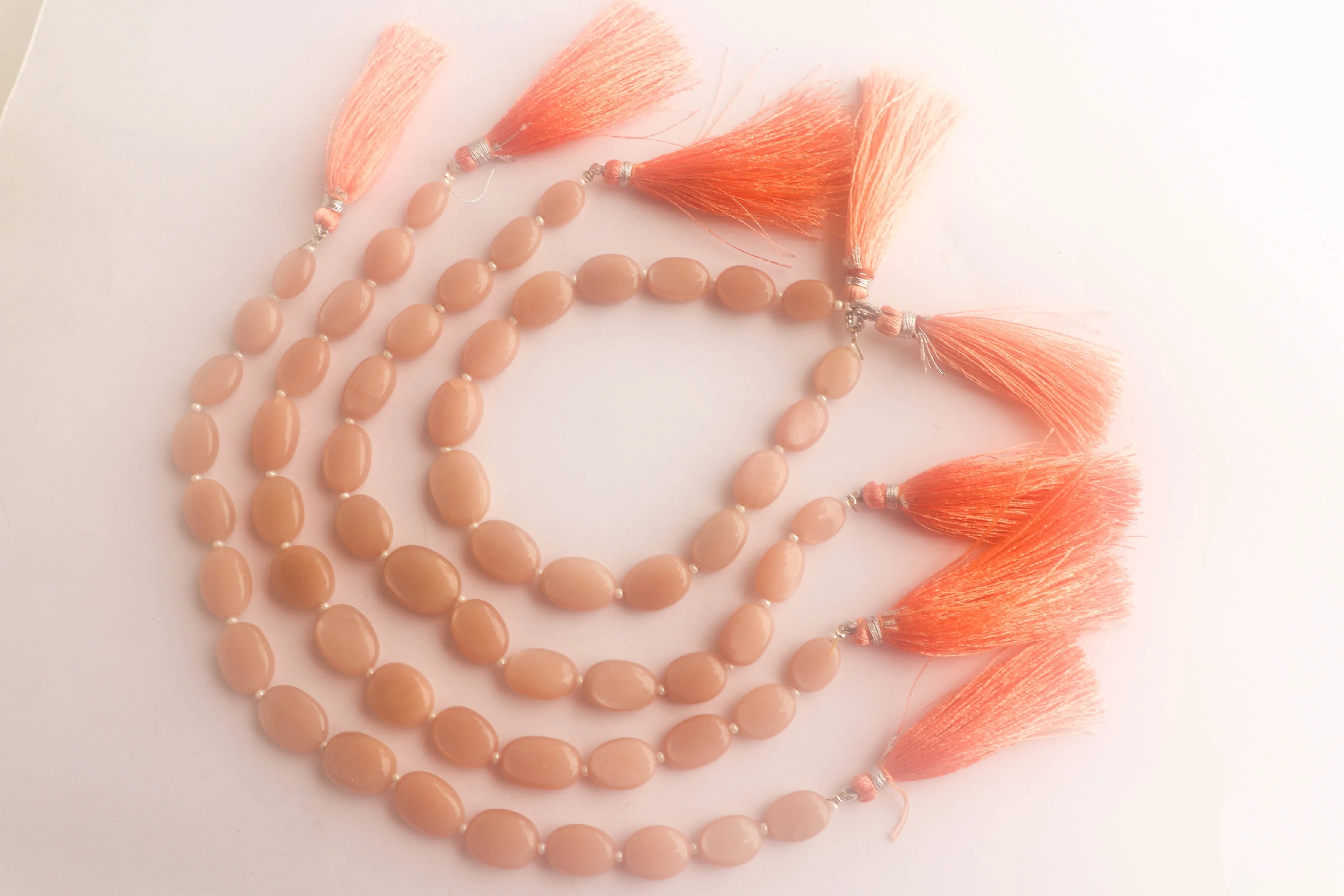 Peach Moonstone Oval Shape Beads