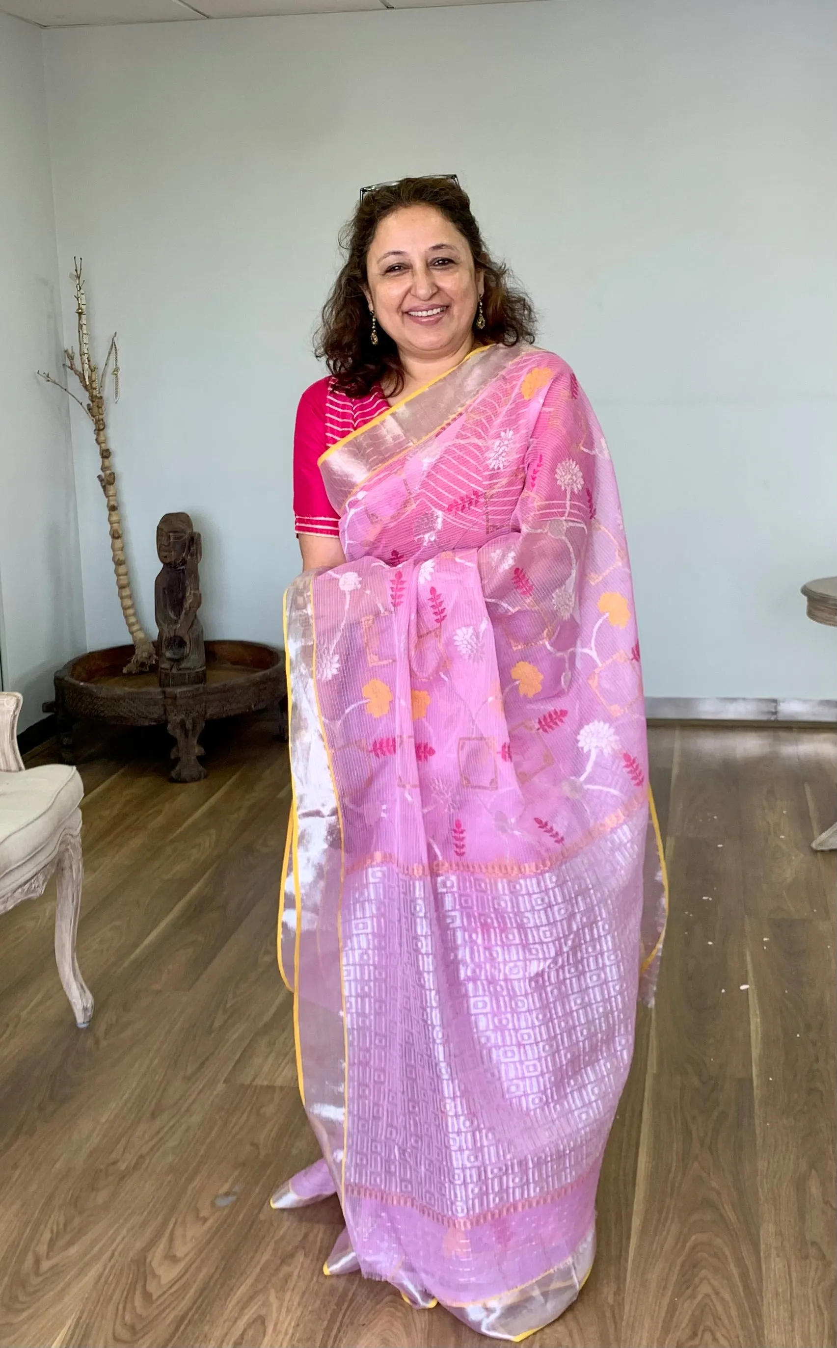 Pink Zari Kota Saree