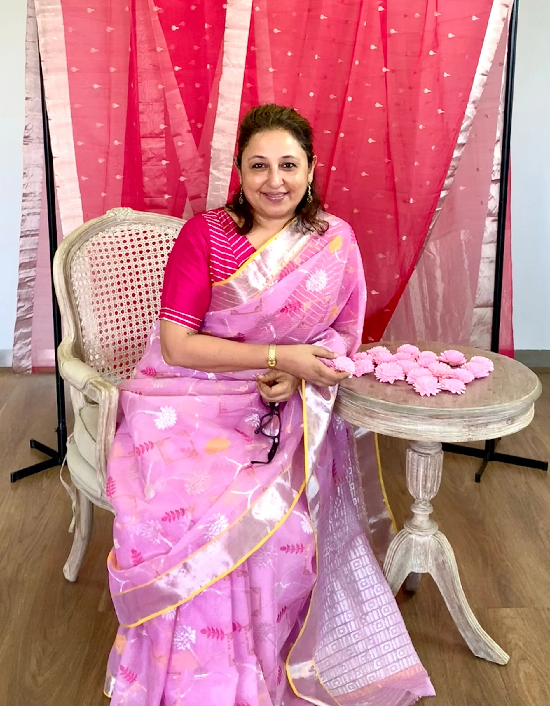 Pink Zari Kota Saree
