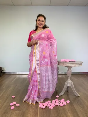 Pink Zari Kota Saree