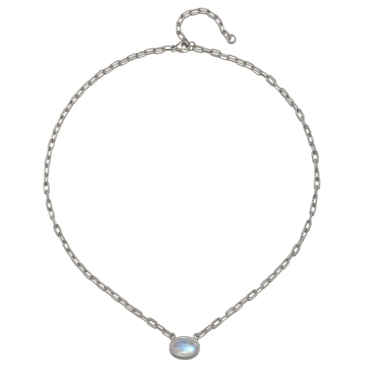 Platinum Ceylon Moonstone Bezel Necklace