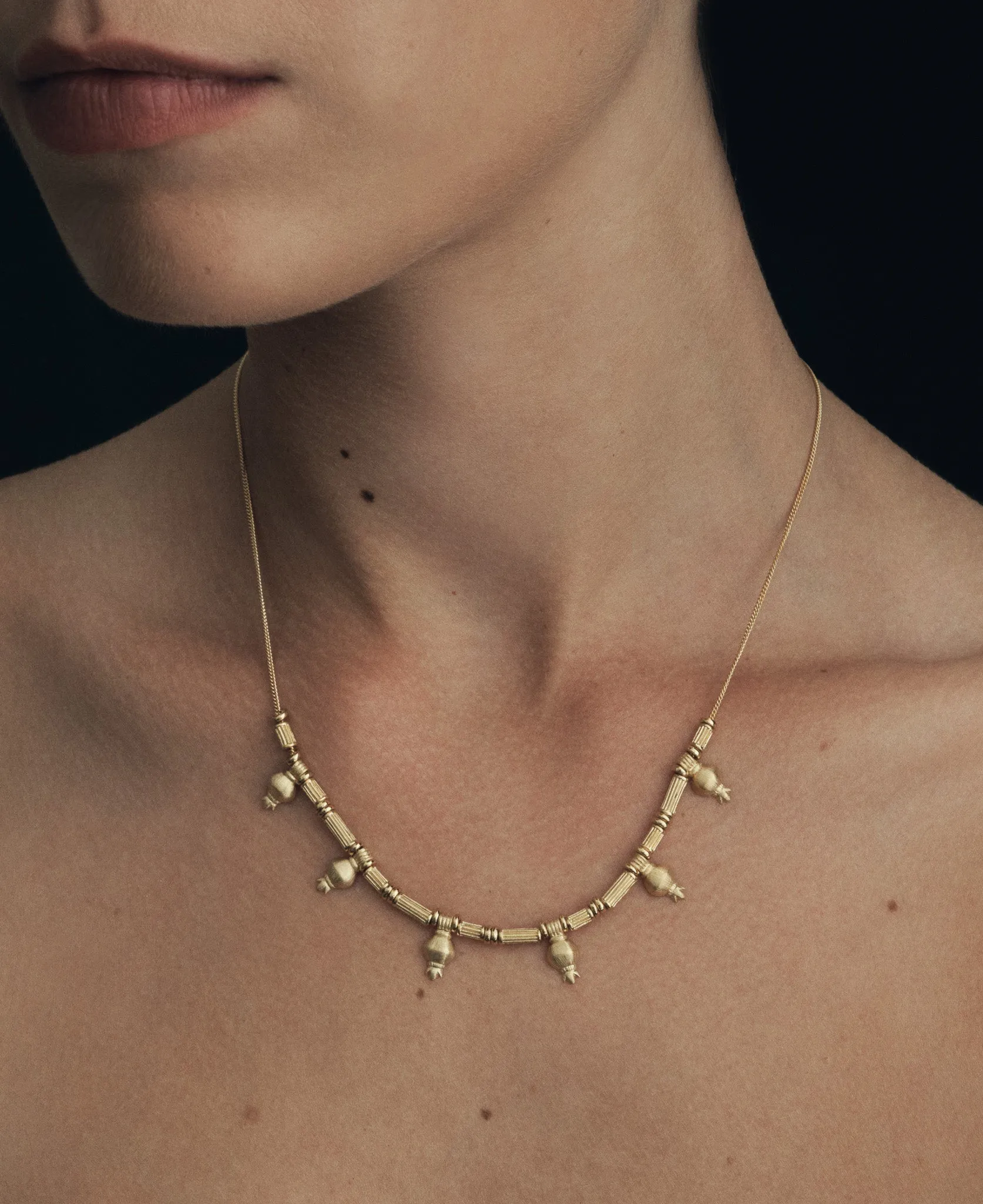 Pomegranate Statement Necklace Gold Vermeil