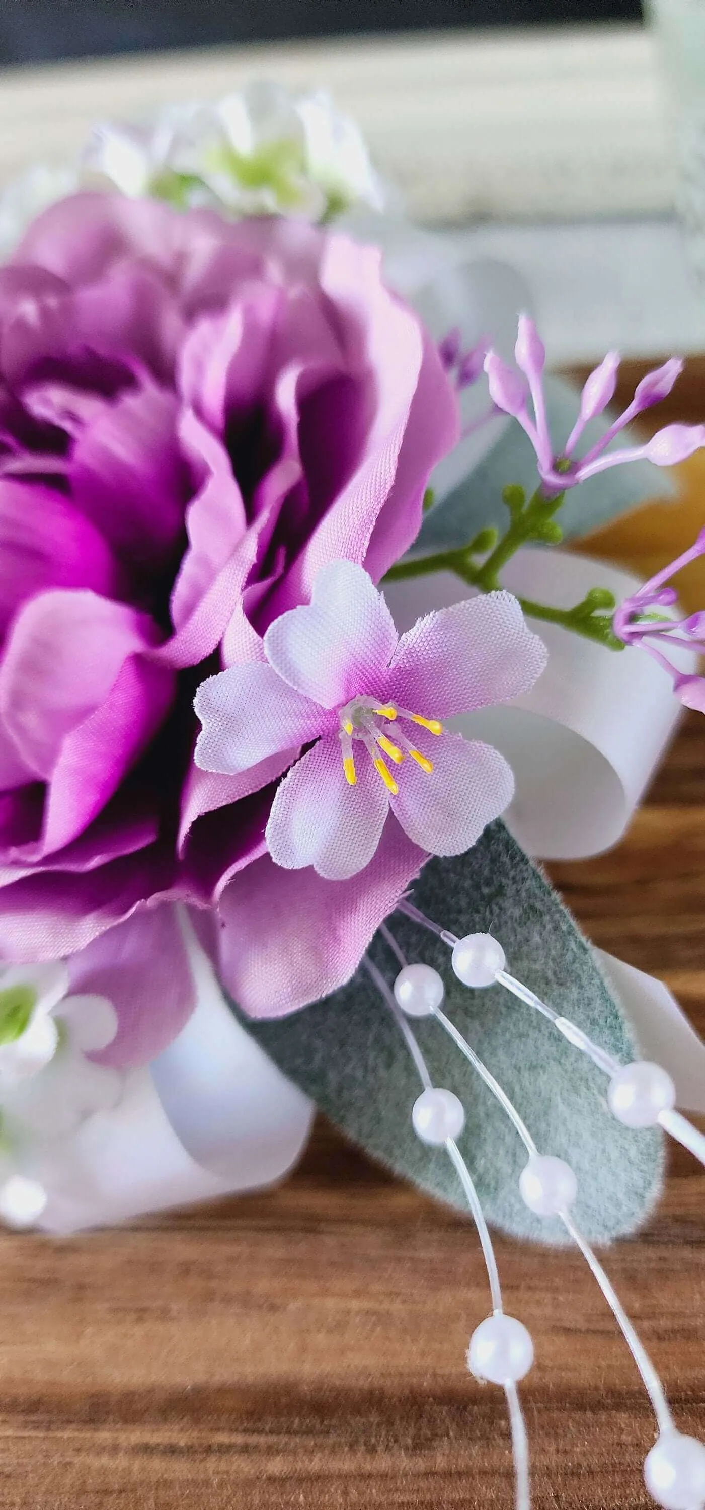 Purple Peony Corsage Bracelet and Boutonniere Set for Prom, Weddings or Formal Occasions, Mother's Day, Gift for Her, Rustic