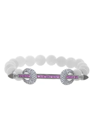 Rainbow Moonstone Pink Sapphire Bracelet