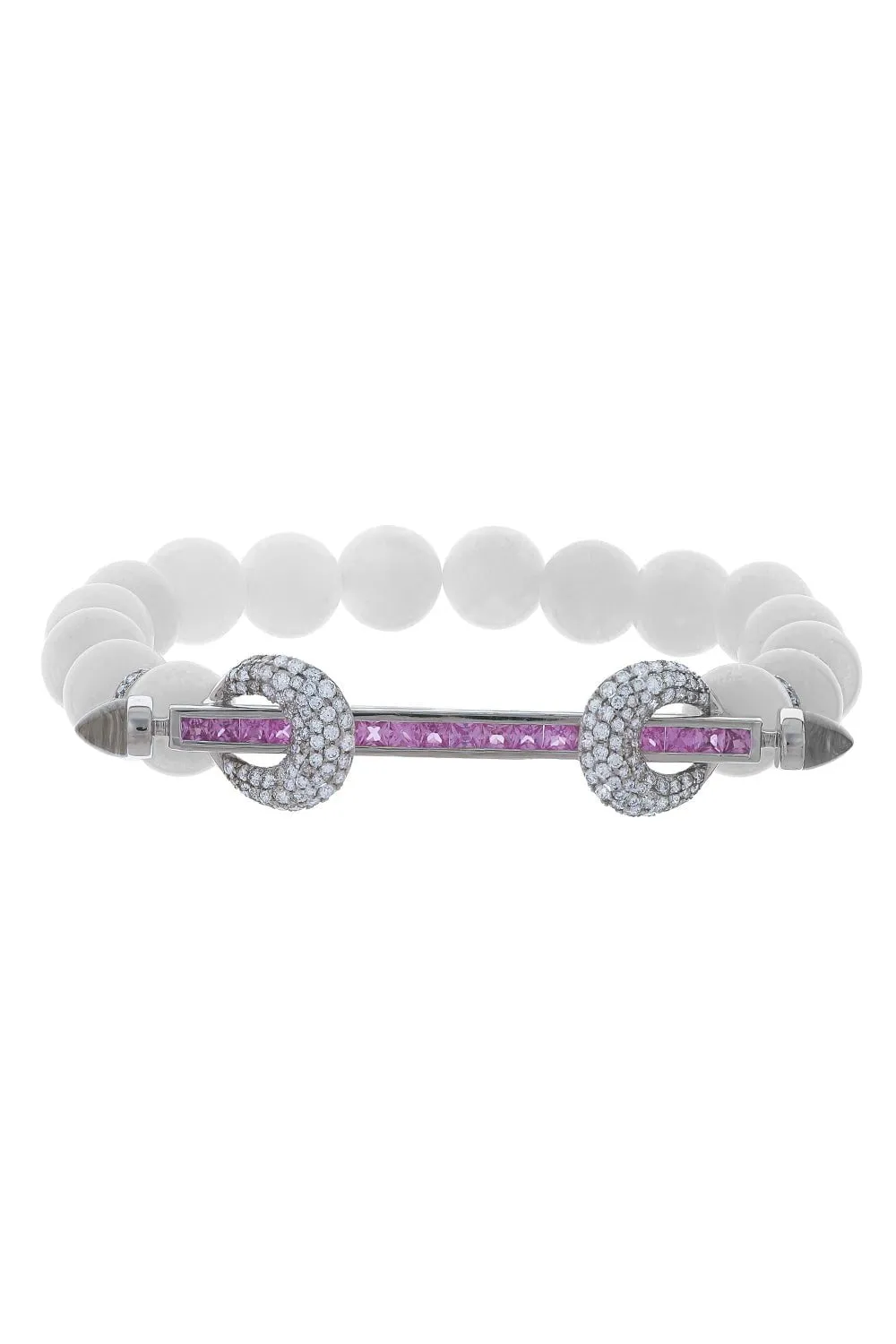 Rainbow Moonstone Pink Sapphire Bracelet