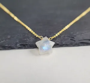 Rainbow Moonstone Star Briolette Necklace