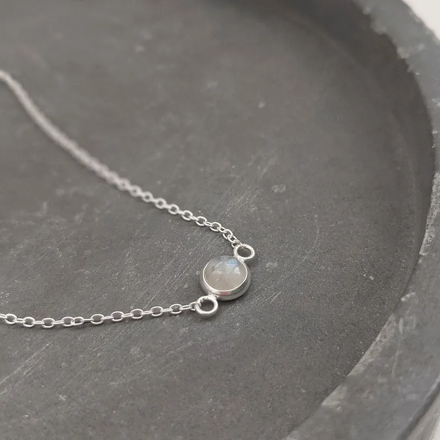 Rainbow Moonstone Sterling Silver Necklace