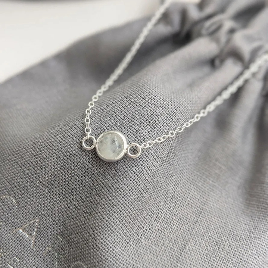 Rainbow Moonstone Sterling Silver Necklace