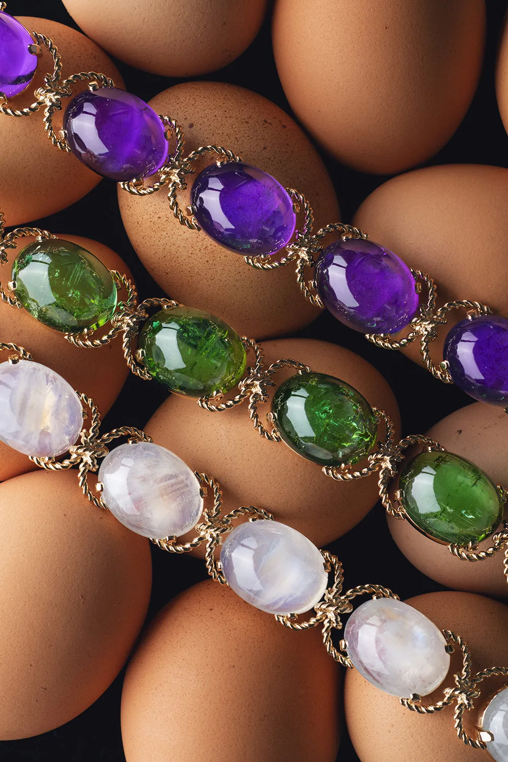Rainbow Moontone Pebble Bracelet