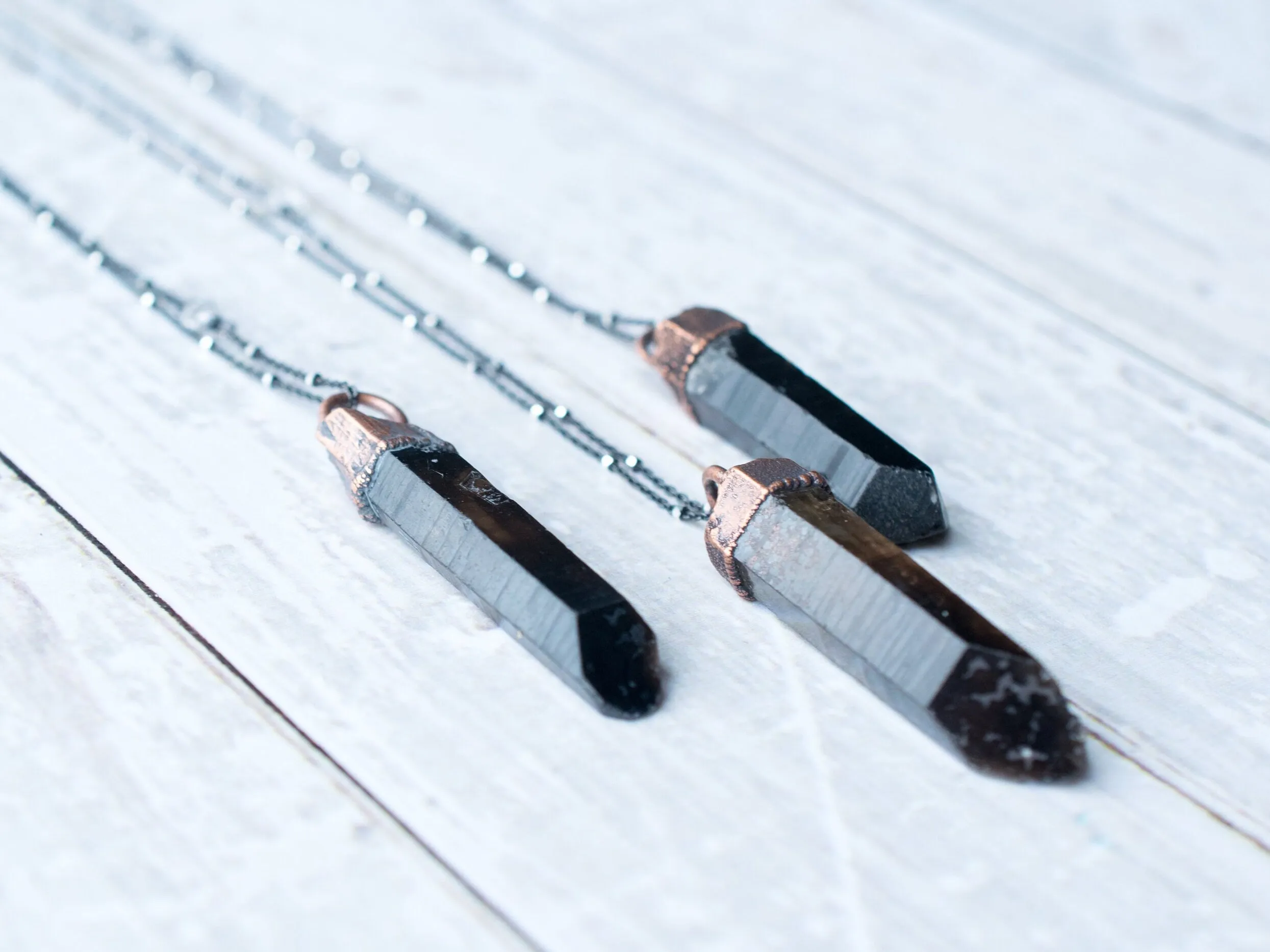 Raw smokey quartz necklace | Raw quartz necklace
