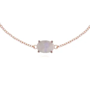 s Plaqué or Rose Argent Sterling Pierre de Lune Arc-En-Ciel Ovale 19cm Bracelet