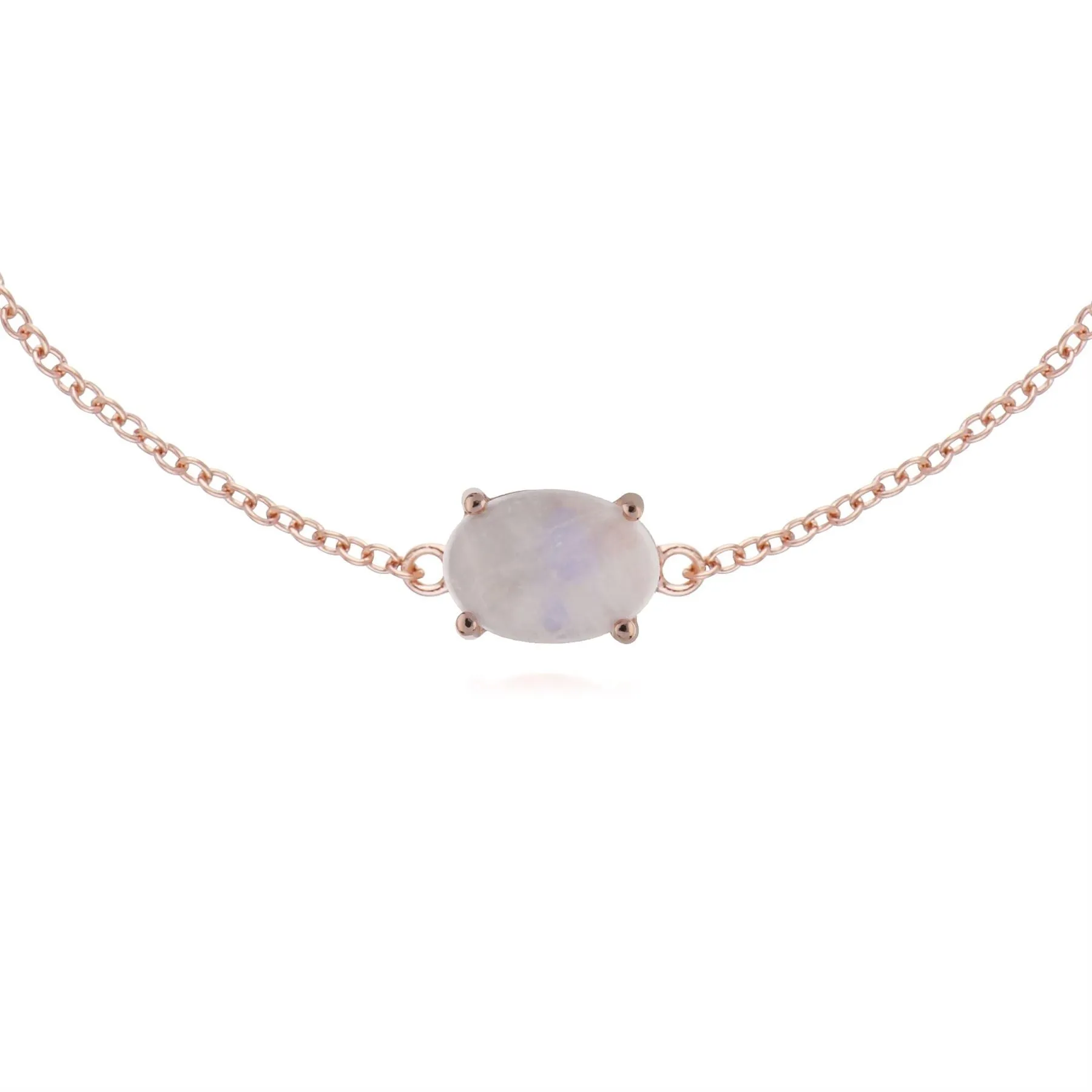 s Plaqué or Rose Argent Sterling Pierre de Lune Arc-En-Ciel Ovale 19cm Bracelet