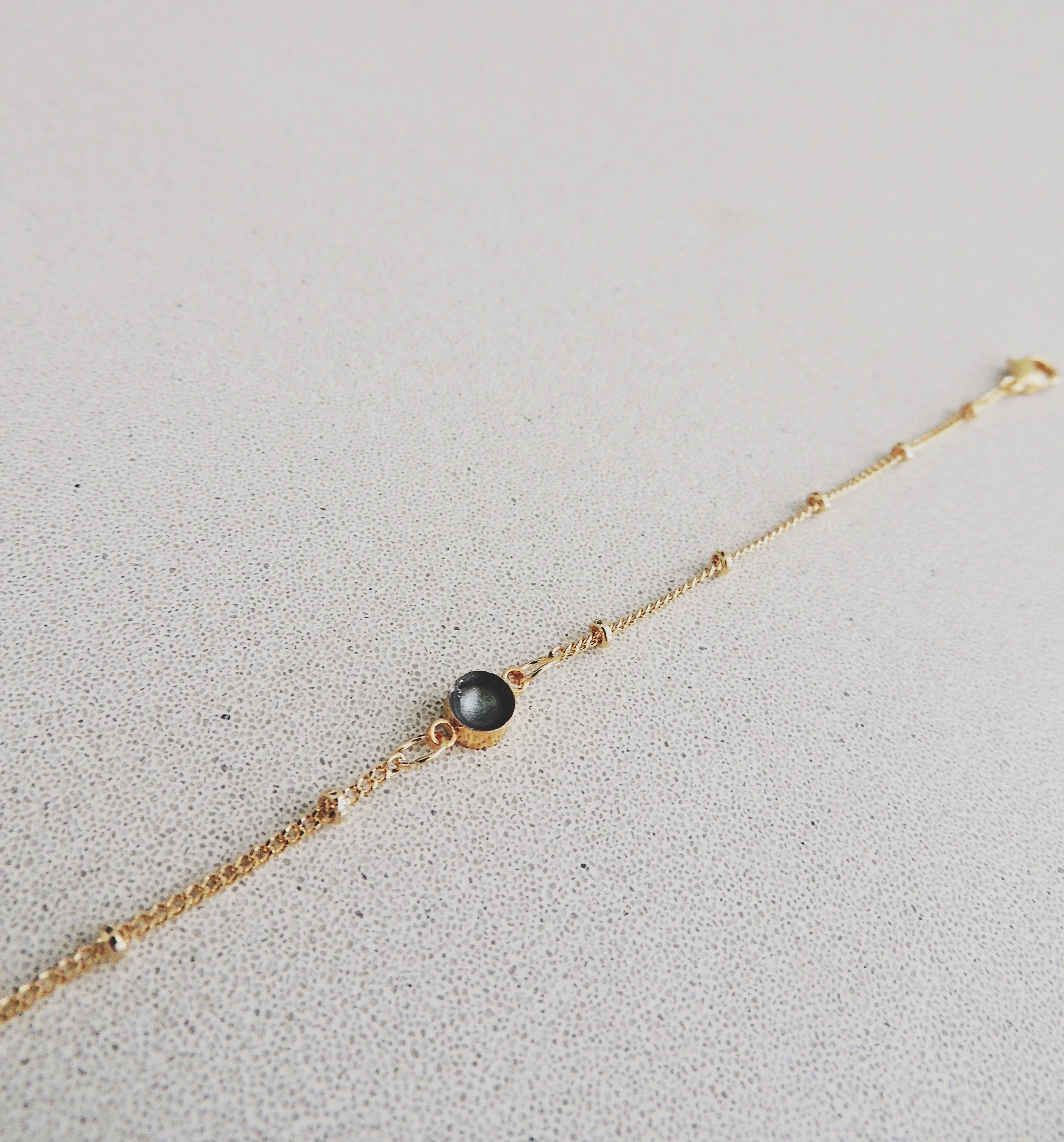 SALE- Enamel Dot Bracelet-Moonstone