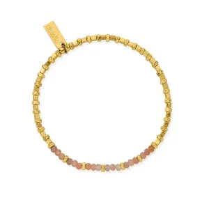 Sparkle Cube & Peach Moonstone Bracelet - Gold - GBPMCFR