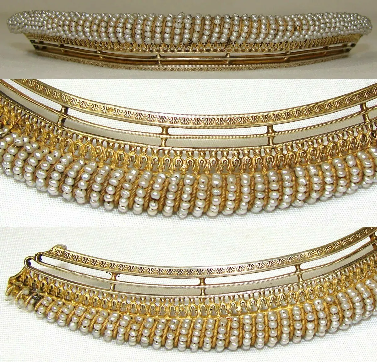 Superb RARE Antique French Empire Tiara, Seed Pearls (French Faux), EC