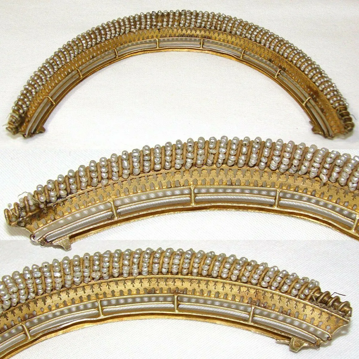 Superb RARE Antique French Empire Tiara, Seed Pearls (French Faux), EC