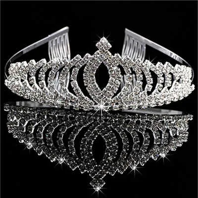 Tiara Crown Circlet with Heart-shaped Royal Crest Diadem Studded in Crystals