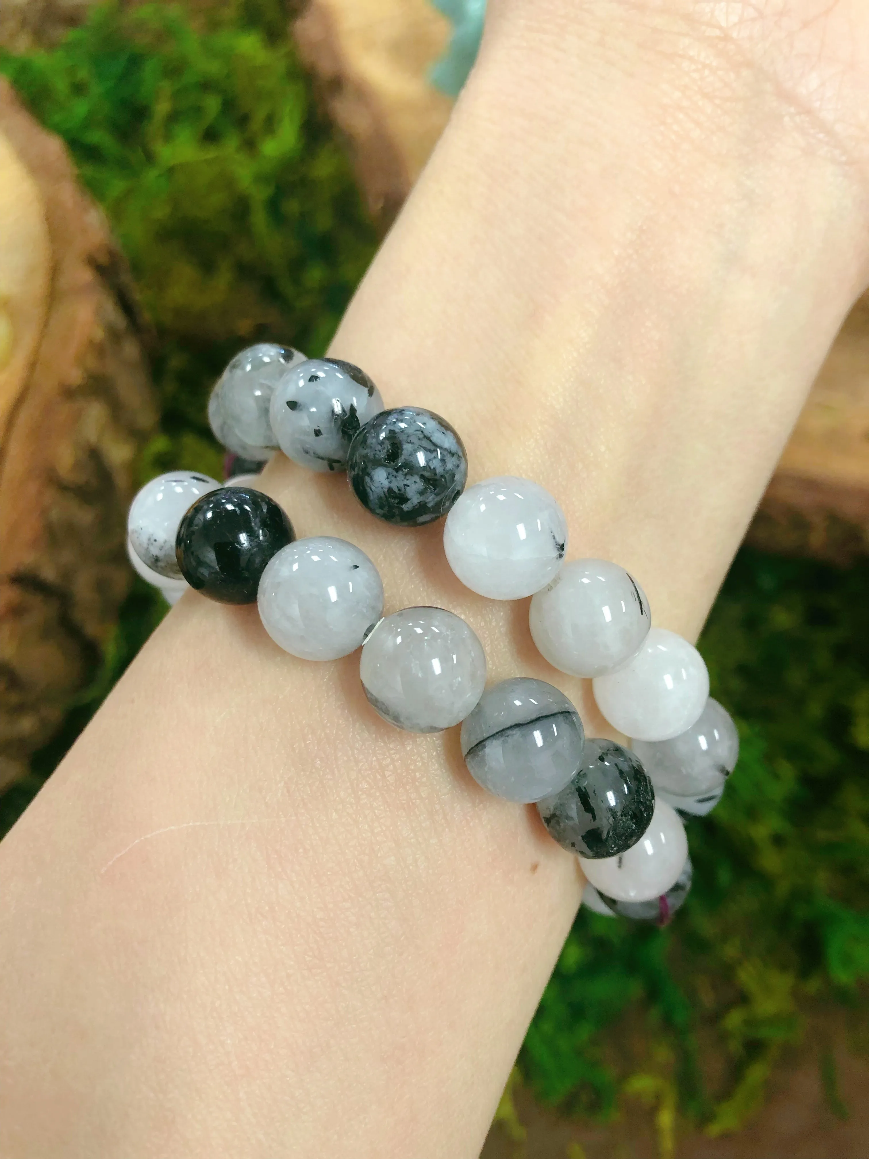 Tourmaline Rutilated Quartz Rutilated Quartz Bracelet Handmade