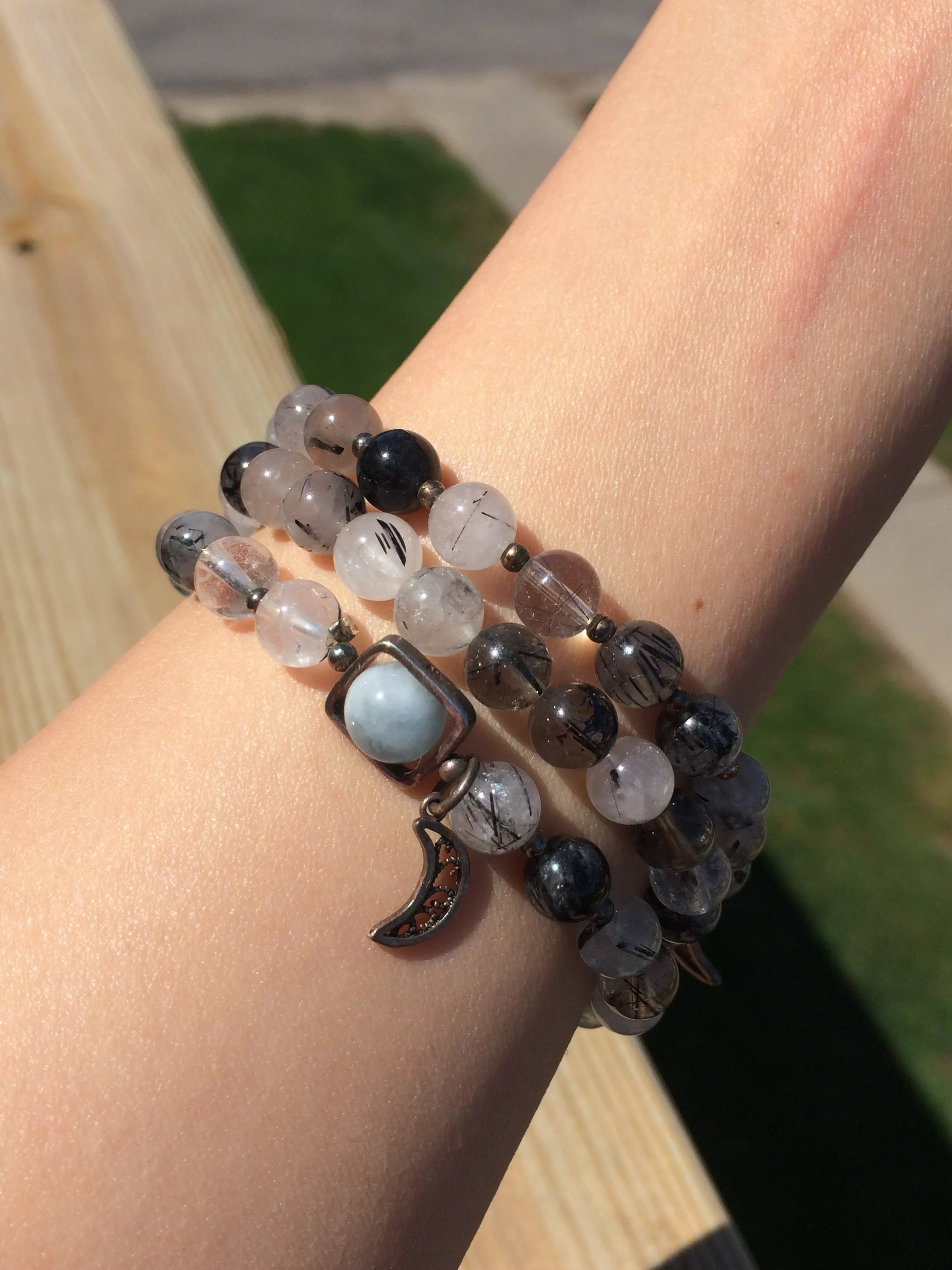 Tourmaline Rutilated Quartz Rutilated Quartz Bracelet Handmade