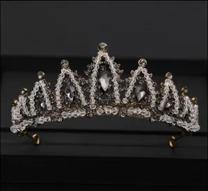 Vintage Baroque Black Tiara Crown Goth Dark Evil Queen diadem headdress jewelry