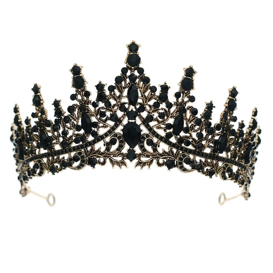 Vintage Baroque Goth Black Tiara Crown Evil Queen tall diadem bridal princess queen