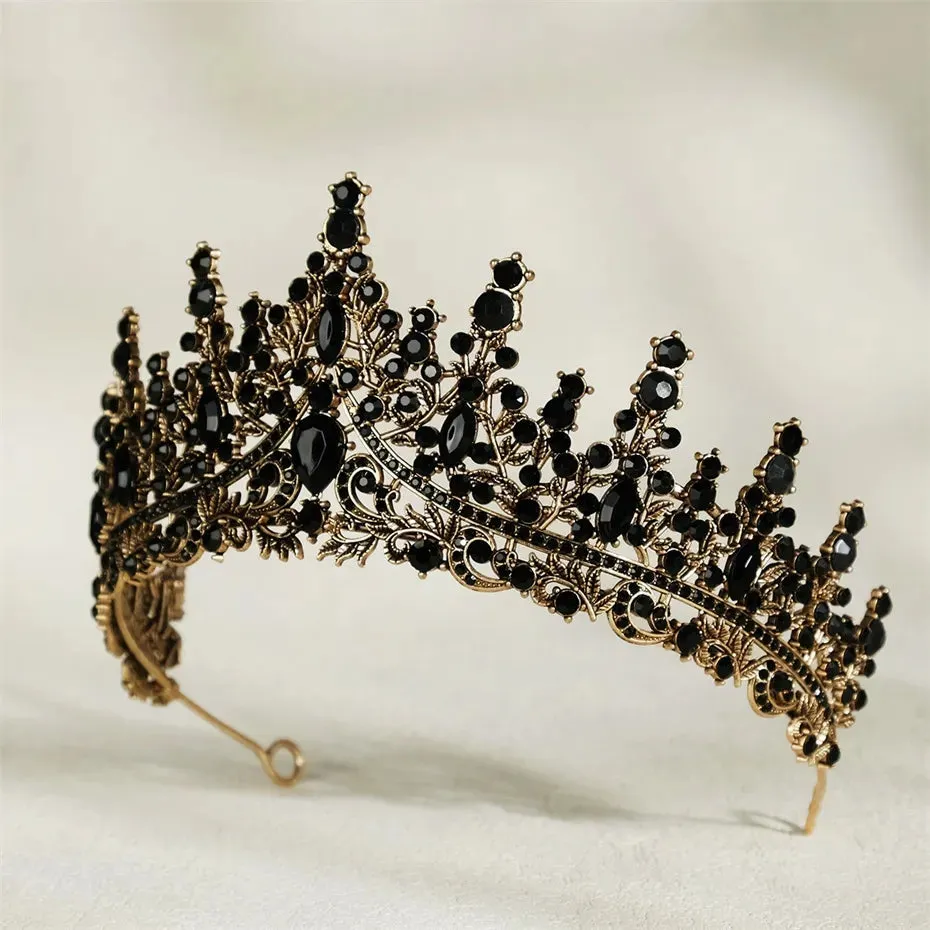 Vintage Baroque Goth Black Tiara Crown Evil Queen tall diadem bridal princess queen
