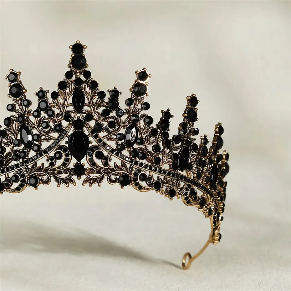 Vintage Baroque Goth Black Tiara Crown Evil Queen tall diadem bridal princess queen