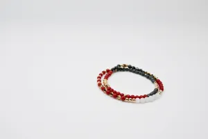 Women's Coral, Hematite, Rosegold, Swarovski, Moonstone Double Bracelet
